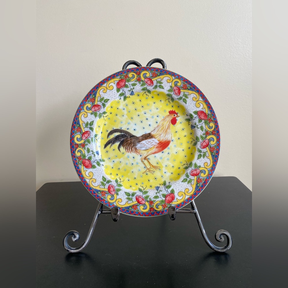 American Atelier Petite Provence Rooster Porcelain Salad Dessert Plate 5074 Farm